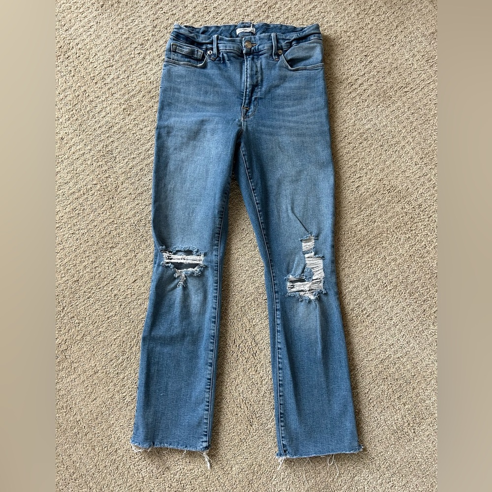 Good American straight leg distressed jeans - size 8/29